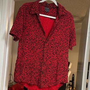 Guess Men's Red and Black Casual Shirt